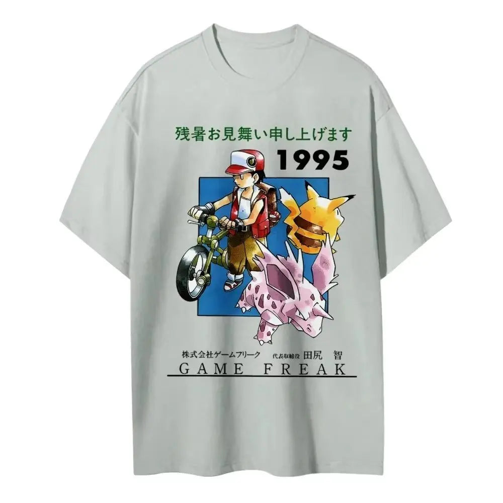 2026 Summer Oversized Pokemon Anime Graphic T Shirt Man Women Casual Cotton Short Sleeve Tee Top Y2k Streetwear Print Clothing