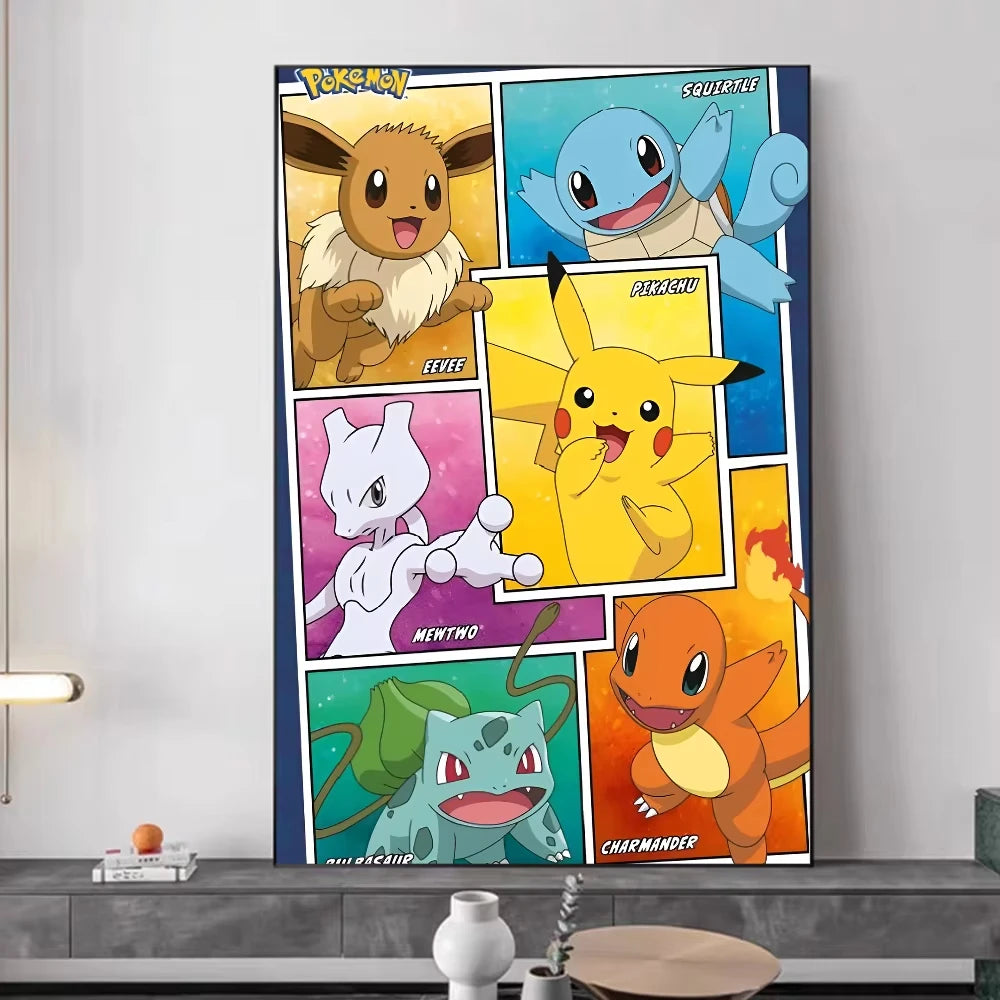 1PC ，P-Pokemon Japanese Anime Whitepaper Poster  Coffee House Bar Aesthetic Art Wall Painting