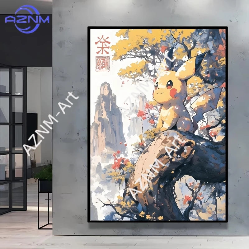 1pc Canvas Artwork Painting Classic Pokemon Poster Pikachu Home Living Room Wall Decoration Picture Children's Room Decoration