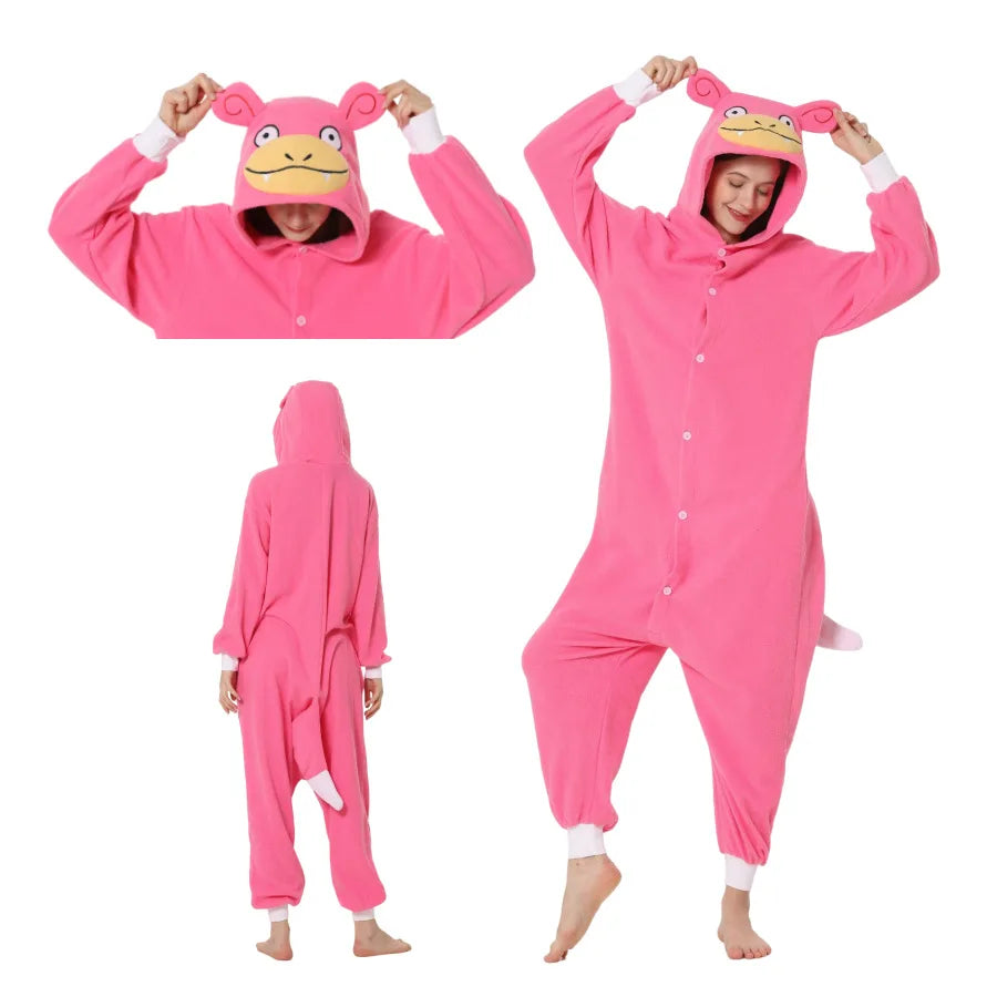 Anime Cartoon Pokemon Pikachu Bulbasaur Gengar One-Piece Pajamas Autumn Winter New Cosplay Casual Home Pajamas Gift for Friends