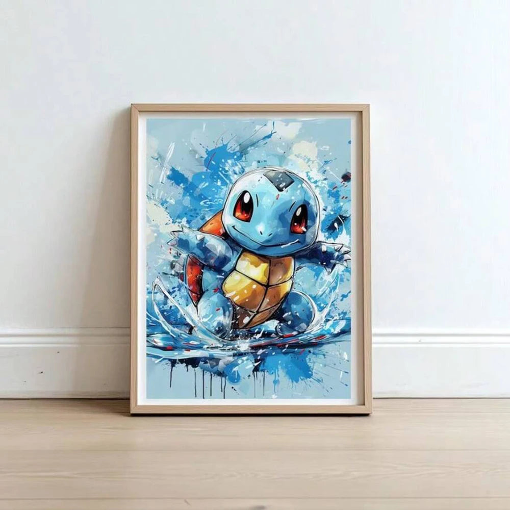 Frameless Anime Pokemon Pikachu Charmander Bulbasaur Squirtle Poster HD Canvas Painting Home Living Room Painting Wall Art  Gift
