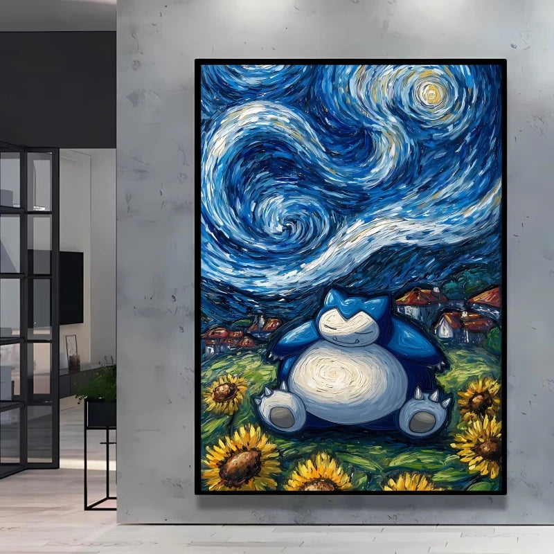 Van Gogh Style Pokemon Pikachu Wall Decoration Multiple Characters Are Available Creating A Unique Artistic Space for Your Home