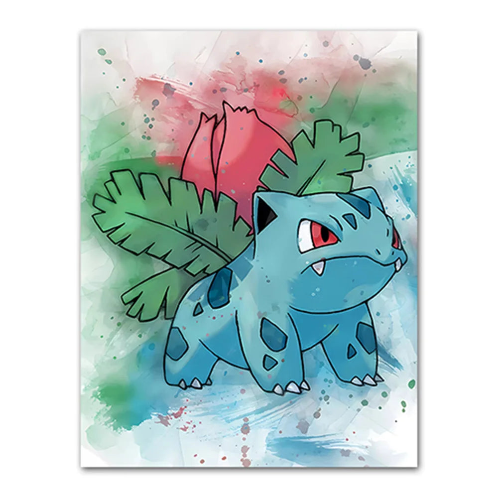 Anime Pokemon Canvas Painting Bulbasaur Charmander Squirtle Poster and Print Watercolor Wall Art Picture Home Decor Kids Gift