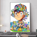 1PC ，P-Pokemon Japanese Anime Whitepaper Poster  Coffee House Bar Aesthetic Art Wall Painting