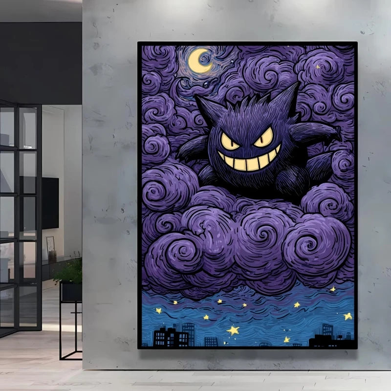 Van Gogh Style Pokemon Pikachu Wall Decoration Multiple Characters Are Available Creating A Unique Artistic Space for Your Home