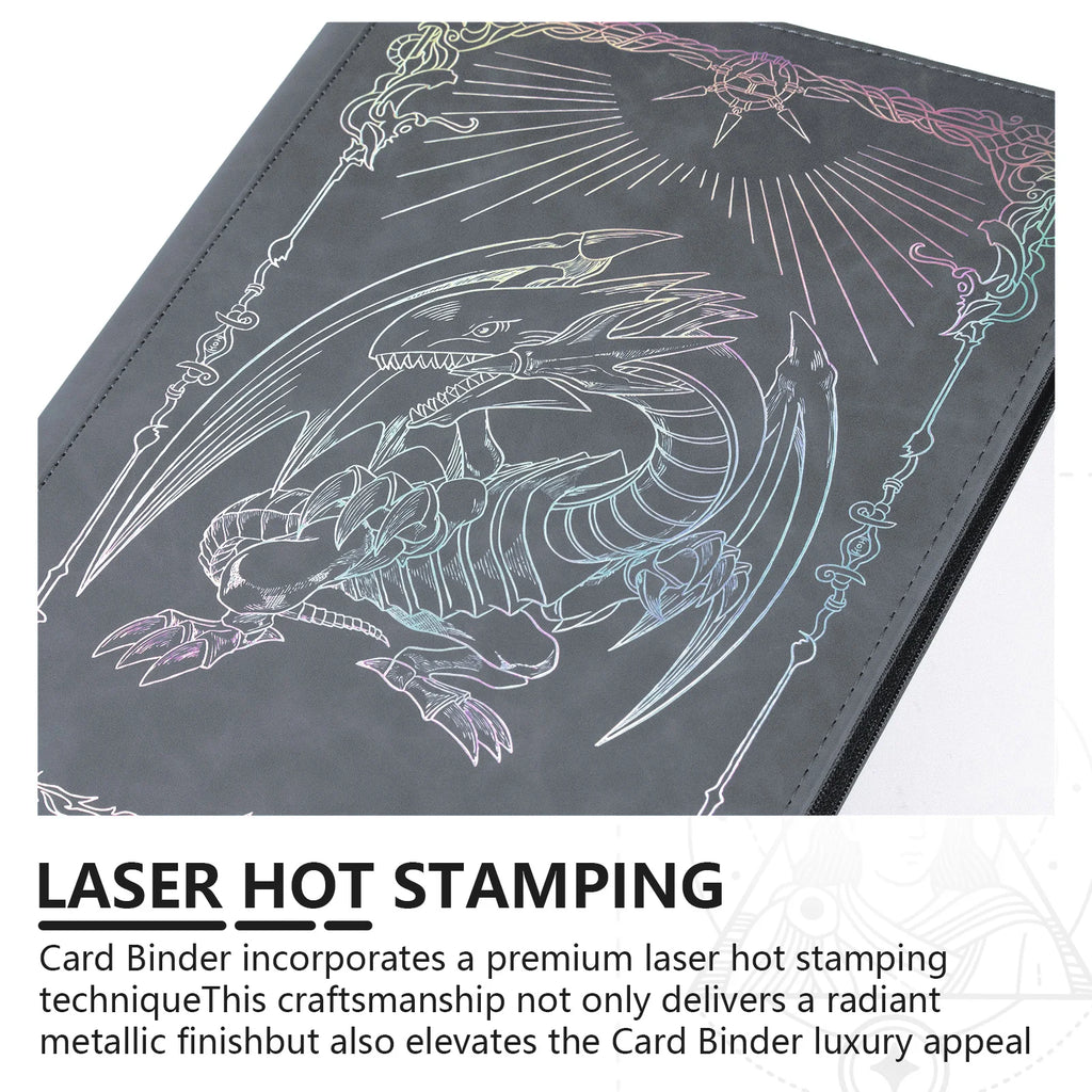 Trading card binder,Ringless Zip laser foiling Binder,540 Double Sided Pocket Collectible Trading Card Albums for yugioh,MTG,