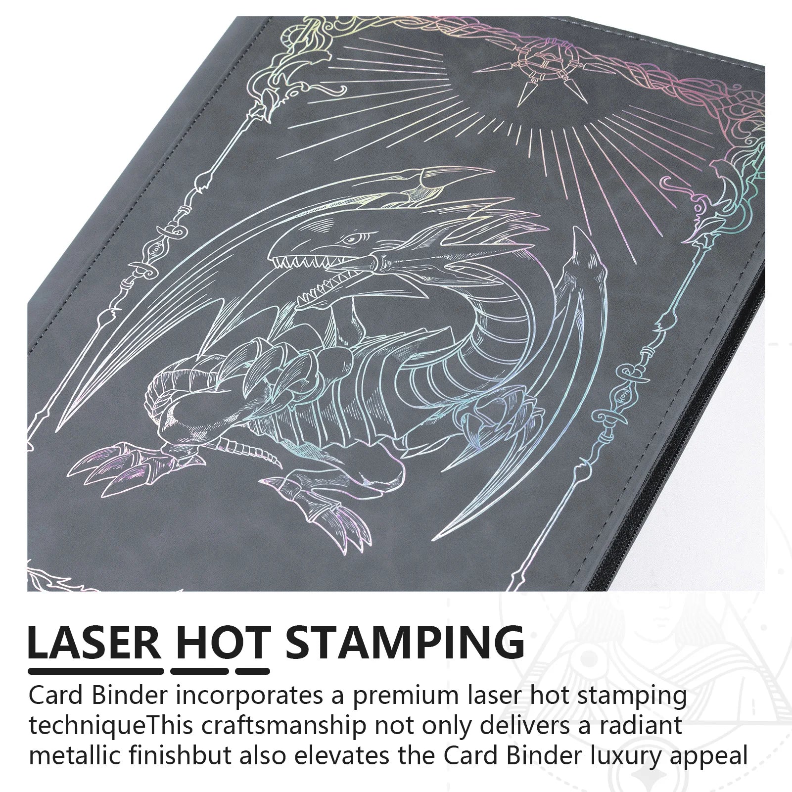 Trading card binder,Ringless Zip laser foiling Binder,540 Double Sided Pocket Collectible Trading Card Albums for yugioh,MTG,