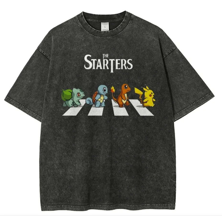 Pok é mon Men's Street Style Anime Printed Cotton T-shirt 2026 Summer Trendy Casual Wear
