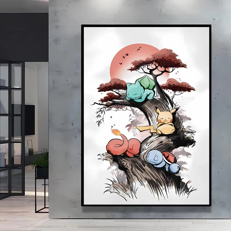 1pc Canvas Artwork Painting Classic Pokemon Poster Pikachu Home Living Room Wall Decoration Picture Children's Room Decoration