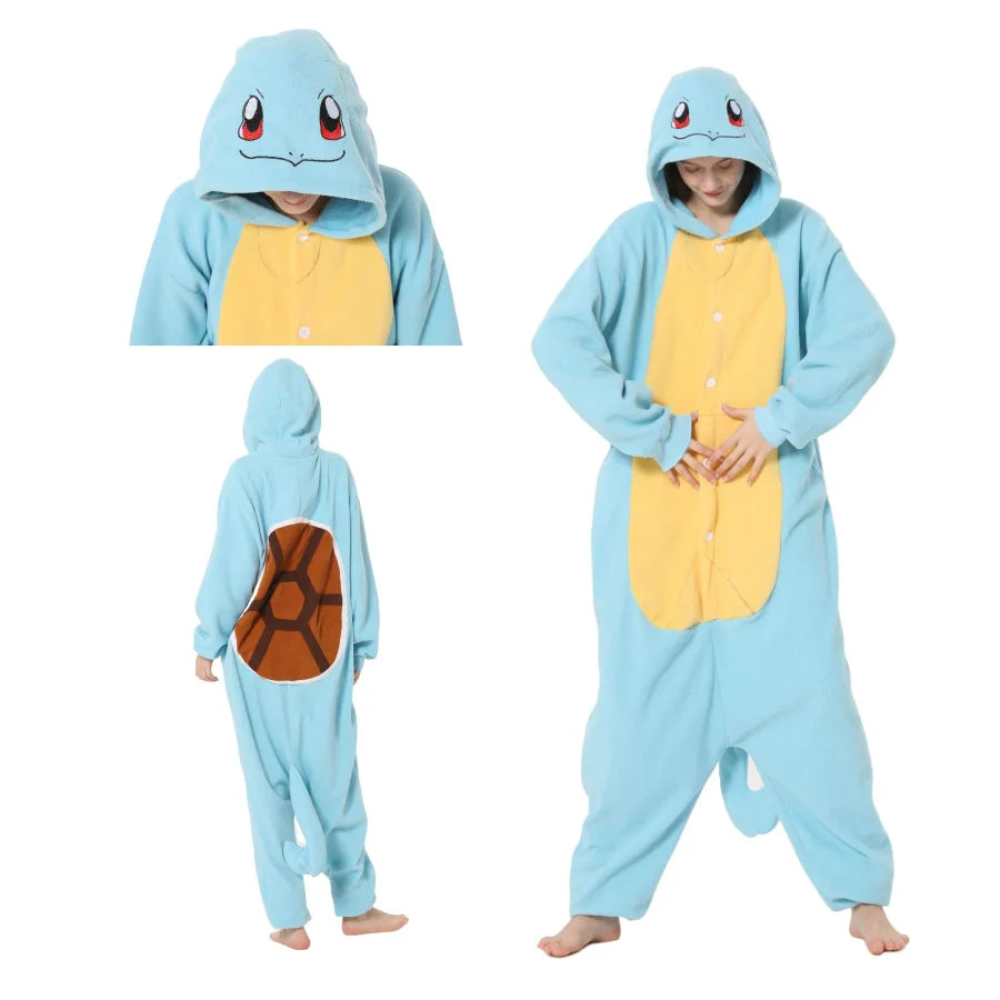 Anime Cartoon Pokemon Pikachu Bulbasaur Gengar One-Piece Pajamas Autumn Winter New Cosplay Casual Home Pajamas Gift for Friends