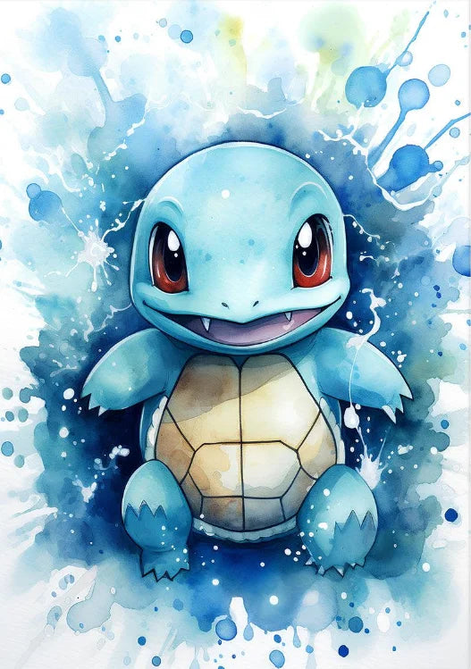 Watercolor Pokemon Canvas Wall Art Pikachu Charmander Squirtle Bulbasaur Charizard Blastoise Anime Poster Kid Nursery Room Decor