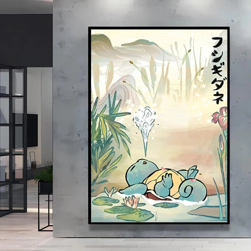 1pc Canvas Artwork Painting Classic Pokemon Poster Pikachu Home Living Room Wall Decoration Picture Children's Room Decoration