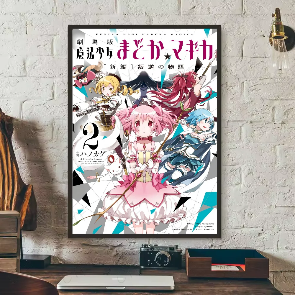 Anime P-Puella Magi Madoka Magica Girl Poster Waterproof Wall Art Sticker For Bar Living Room Vintage Decor High Quality Print