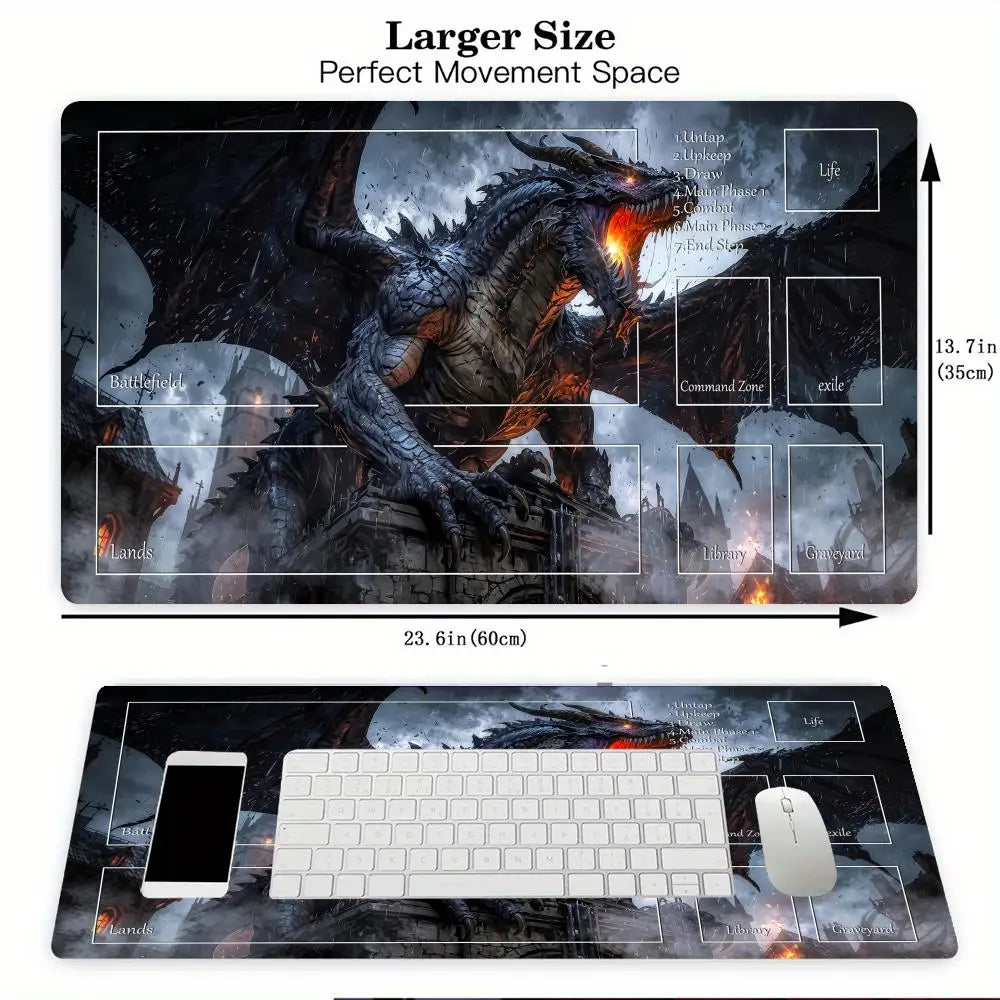 Playmat TCG Playmat Dragon Mouse Mat Anti-Slip Durable Stitched Edge 35X60CM Desk Mat Tapete Magic