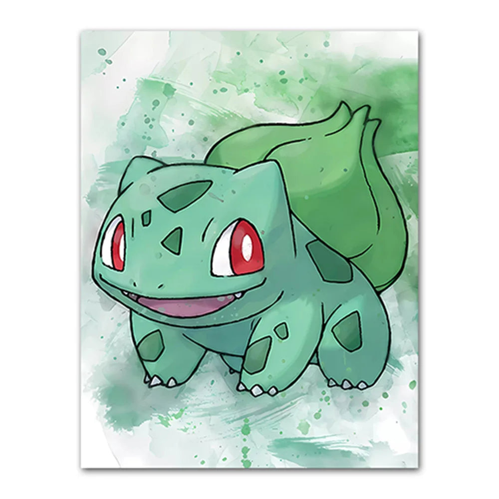 Anime Pokemon Canvas Painting Bulbasaur Charmander Squirtle Poster and Print Watercolor Wall Art Picture Home Decor Kids Gift