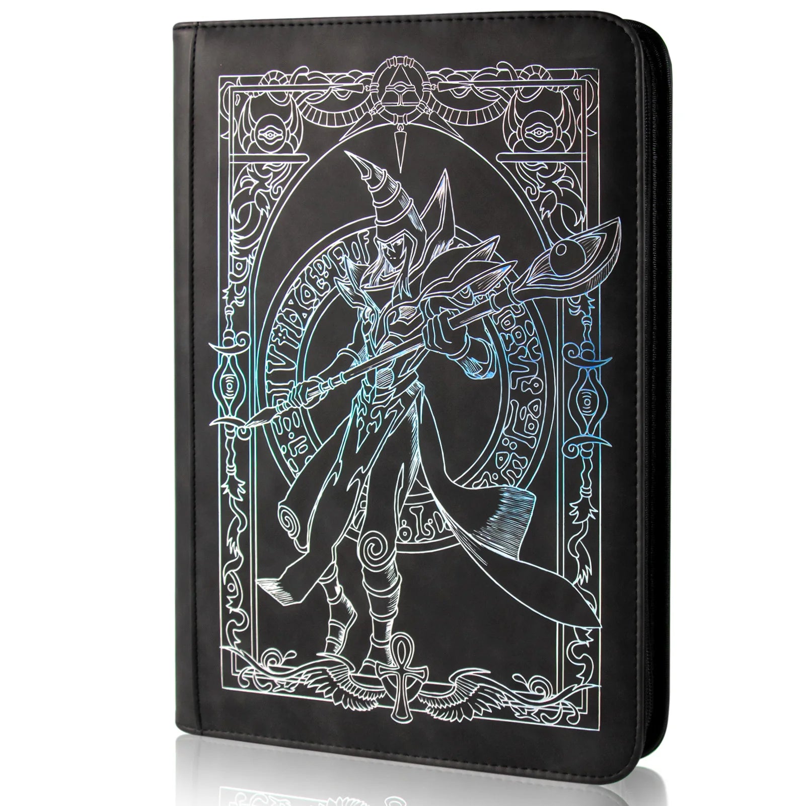 Trading card binder,Ringless Zip laser foiling Binder,540 Double Sided Pocket Collectible Trading Card Albums for yugioh,MTG,