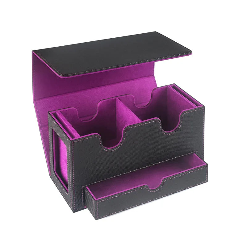 PU Magnetic Game Card Deck Storage Box Double Grid MTG Board Games Commander Card Display Card Box Card Holder Storage Case