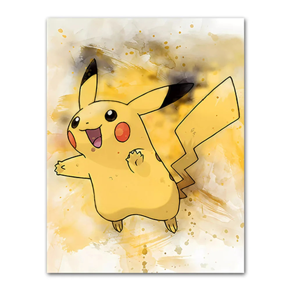 Anime Pokemon Canvas Painting Bulbasaur Charmander Squirtle Poster and Print Watercolor Wall Art Picture Home Decor Kids Gift