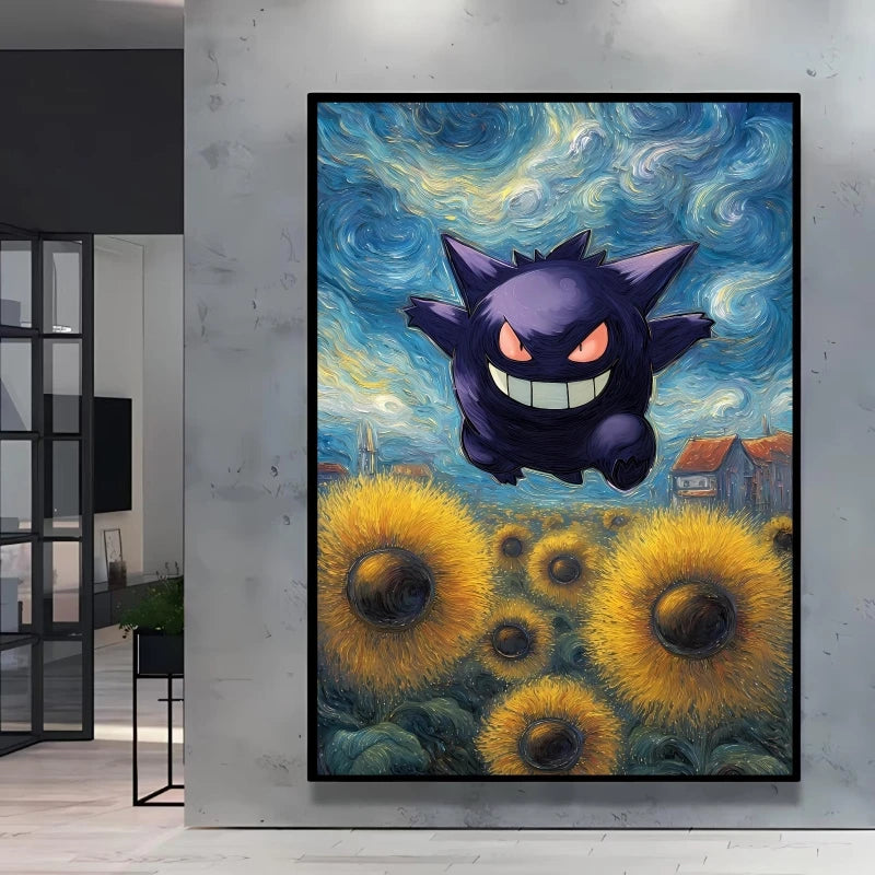 Van Gogh Style Pokemon Pikachu Wall Decoration Multiple Characters Are Available Creating A Unique Artistic Space for Your Home
