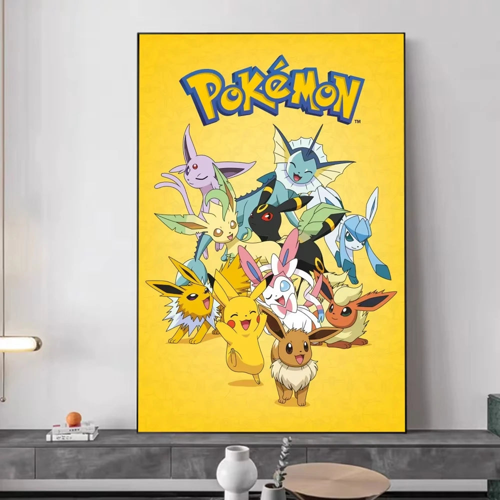 1PC ，P-Pokemon Japanese Anime Whitepaper Poster  Coffee House Bar Aesthetic Art Wall Painting