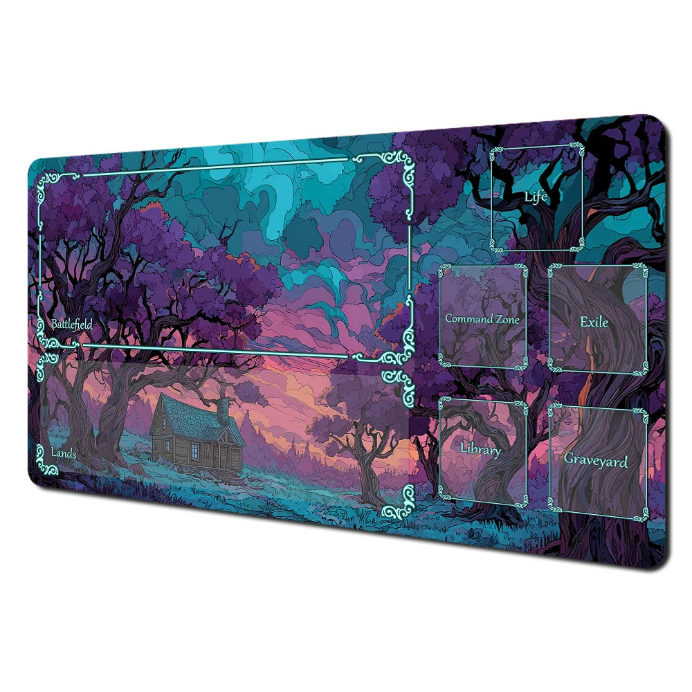 Mysterious Forest Secret Realm TCG Playmat 35X60CM Magic Card Battle Mat Non-Slip Durable Stitched Edge Tabletop Playmat