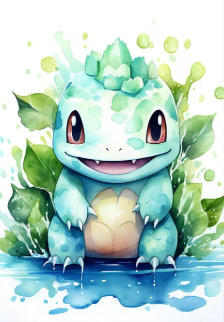 Watercolor Pokemon Canvas Wall Art Pikachu Charmander Squirtle Bulbasaur Charizard Blastoise Anime Poster Kid Nursery Room Decor