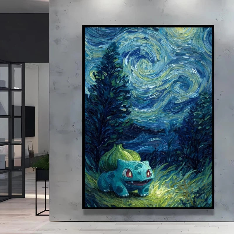Van Gogh Style Pokemon Pikachu Wall Decoration Multiple Characters Are Available Creating A Unique Artistic Space for Your Home
