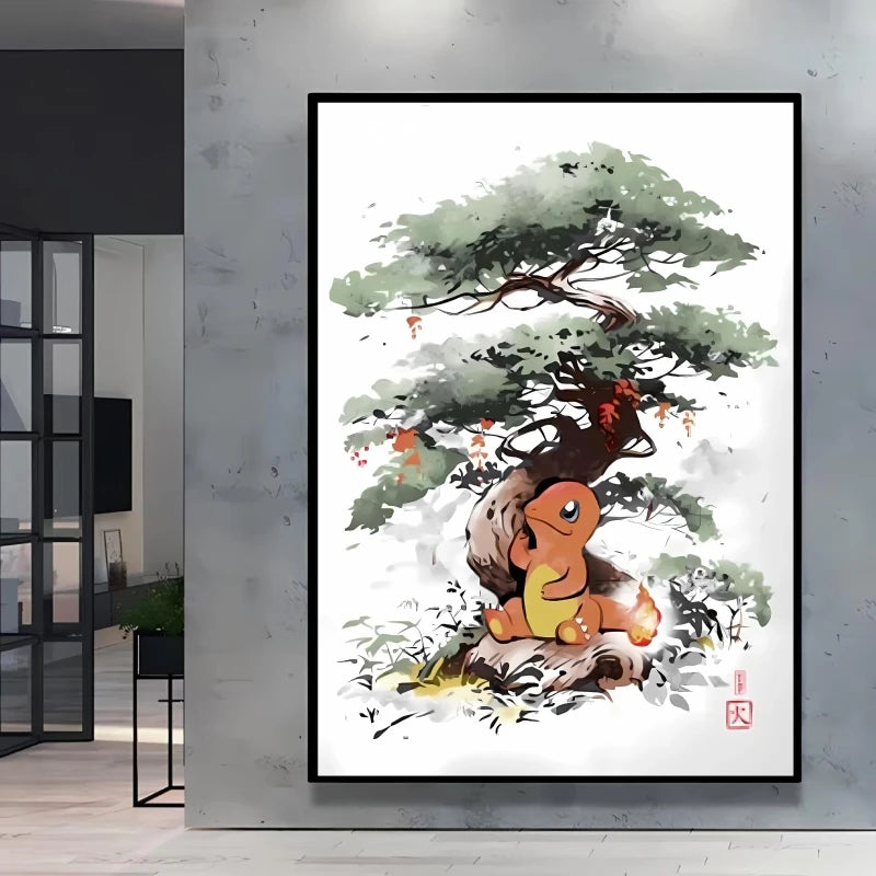 1pc Canvas Artwork Painting Classic Pokemon Poster Pikachu Home Living Room Wall Decoration Picture Children's Room Decoration
