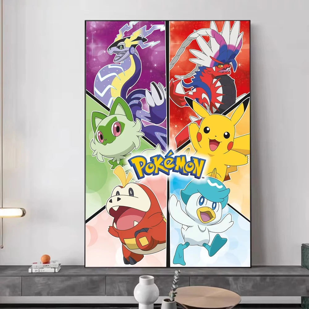 1PC ，P-Pokemon Japanese Anime Whitepaper Poster  Coffee House Bar Aesthetic Art Wall Painting