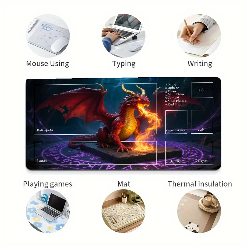 Playmat TCG Playmat Dragon Mouse Mat Anti-Slip Durable Stitched Edge 35X60CM Desk Mat Tapete Magic