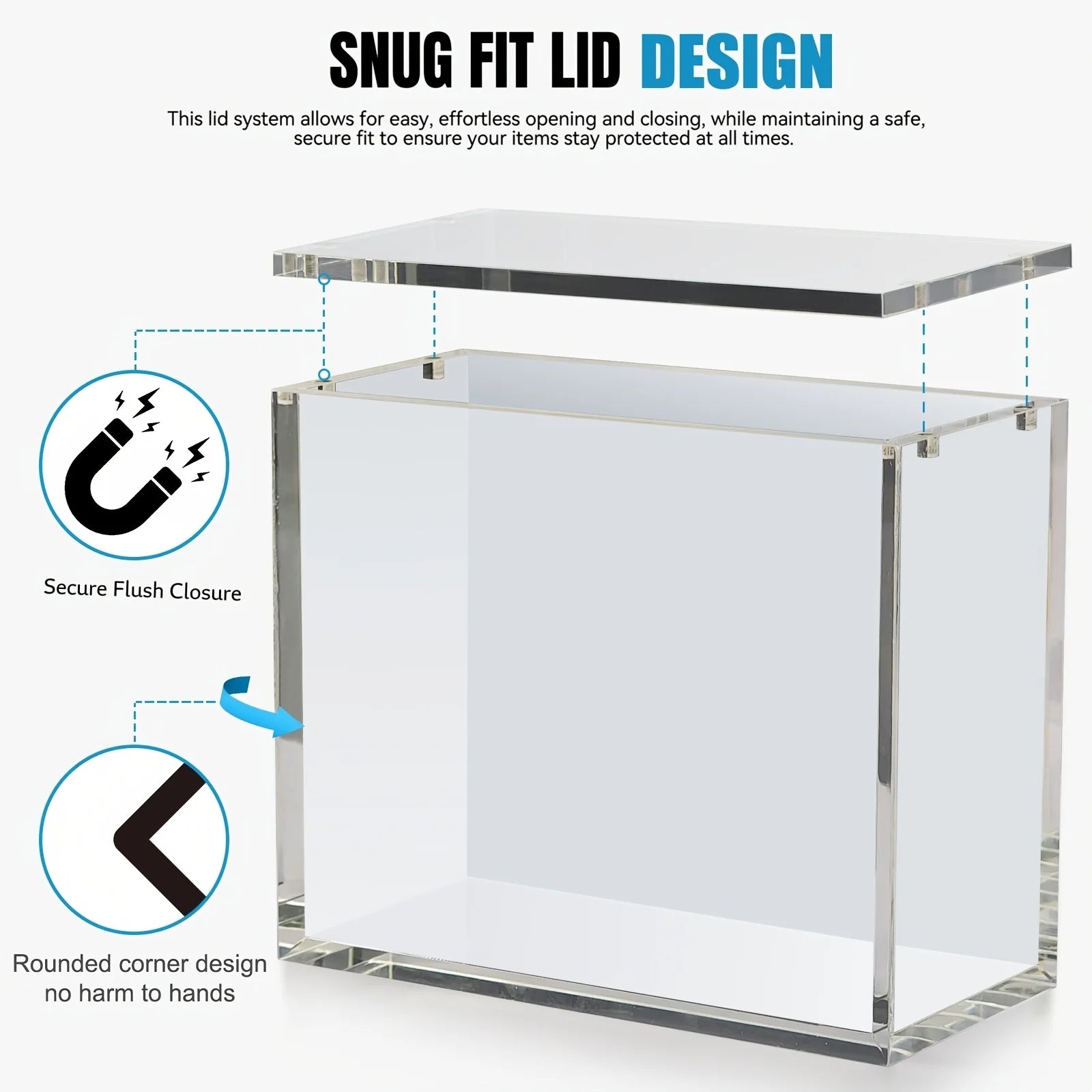 Clear Acrylic Display Case Self-closing Magnetic Cover UV Protection Compatible with Pokemon TCG Cards, Collectible Protection