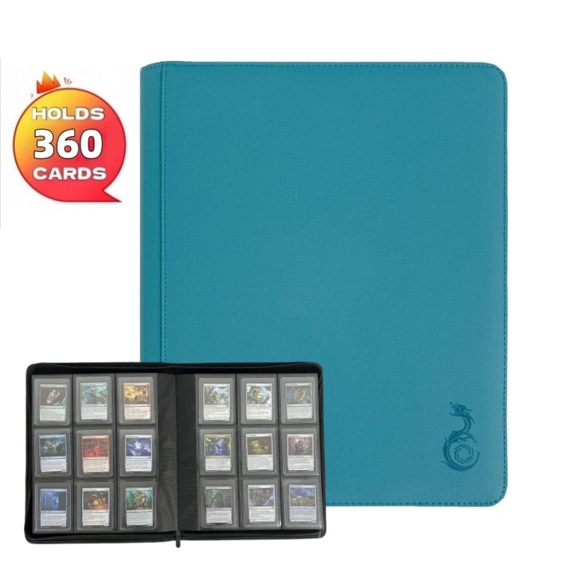 9-Pocket Toploader Binder, Top Loader Binder for Cards, Holds 360, Card Folders for Trading Cards or Sports Cards in 3 X 4''