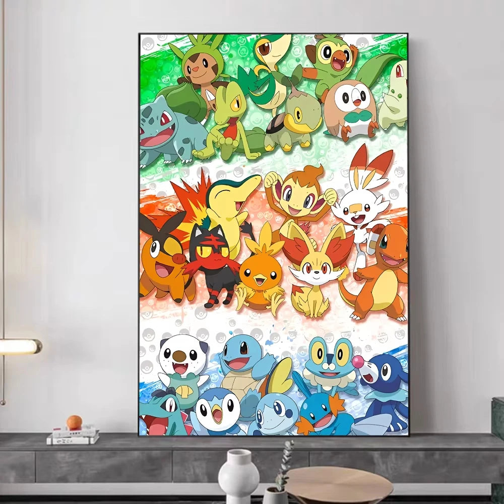 1PC ，P-Pokemon Japanese Anime Whitepaper Poster  Coffee House Bar Aesthetic Art Wall Painting
