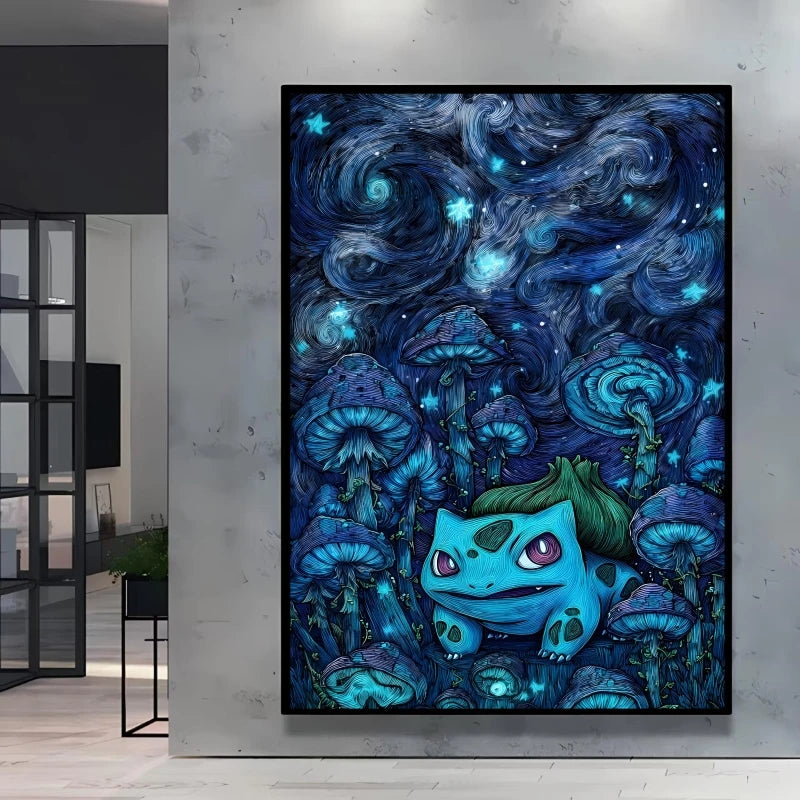 Van Gogh Style Pokemon Pikachu Wall Decoration Multiple Characters Are Available Creating A Unique Artistic Space for Your Home