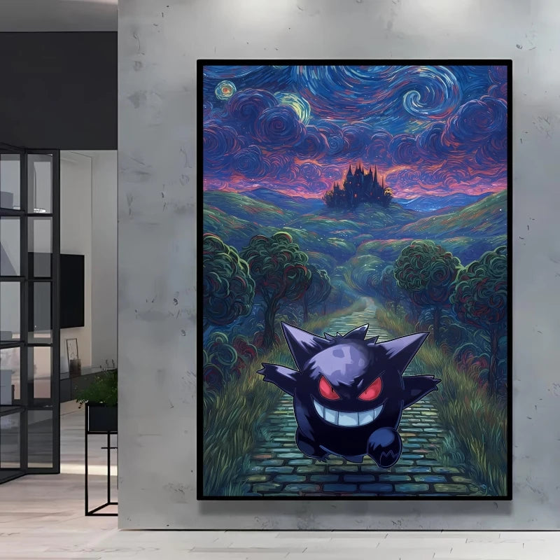 Van Gogh Style Pokemon Pikachu Wall Decoration Multiple Characters Are Available Creating A Unique Artistic Space for Your Home