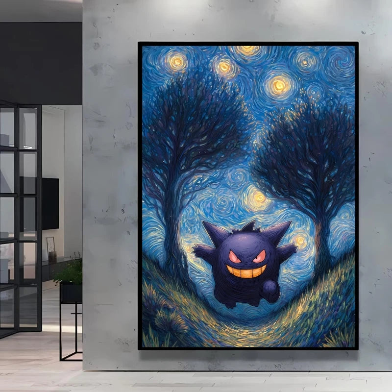 Van Gogh Style Pokemon Pikachu Wall Decoration Multiple Characters Are Available Creating A Unique Artistic Space for Your Home