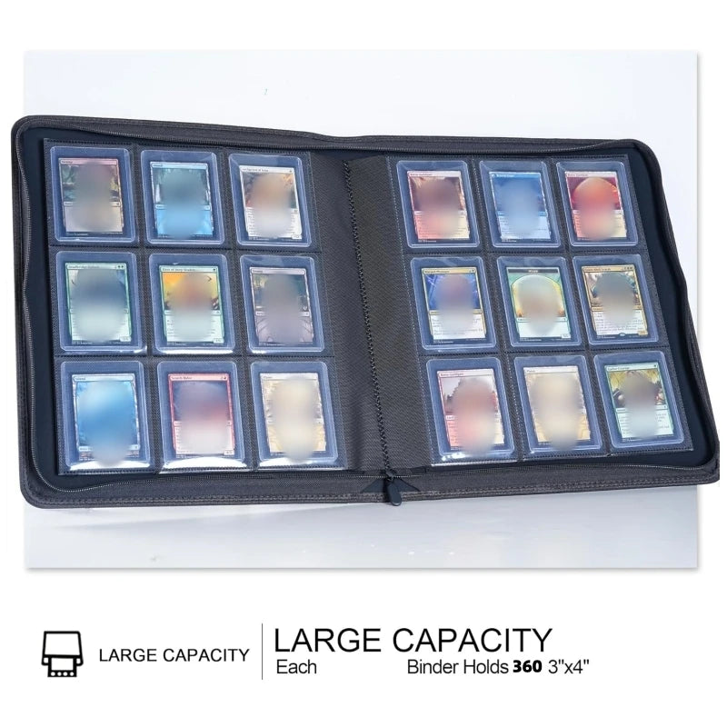9-Pocket Toploader Binder, Top Loader Binder for Cards, Holds 360, Card Folders for Trading Cards or Sports Cards in 3 X 4''