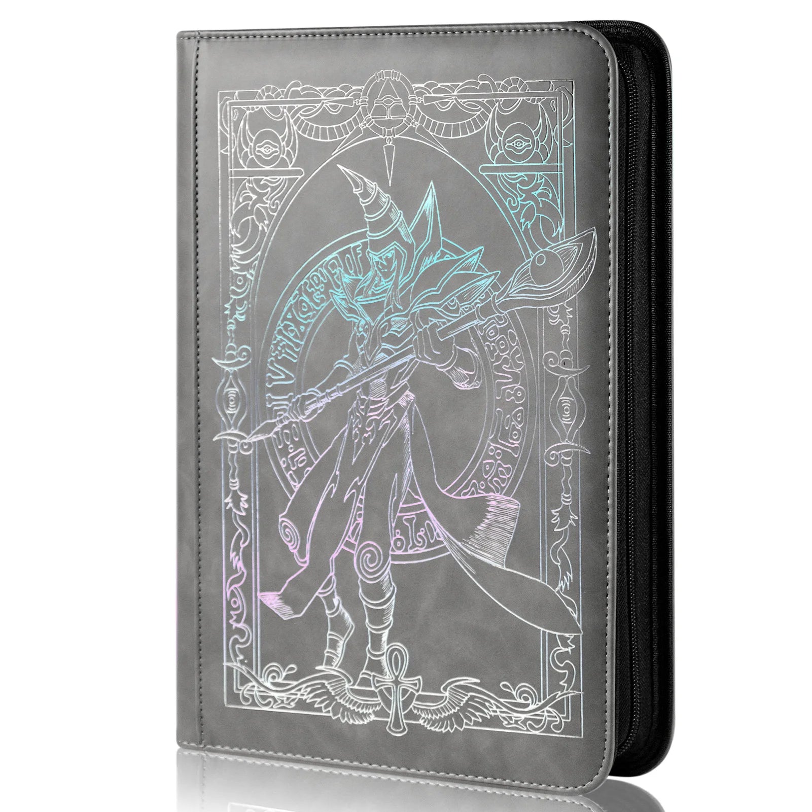 Trading card binder,Ringless Zip laser foiling Binder,540 Double Sided Pocket Collectible Trading Card Albums for yugioh,MTG,