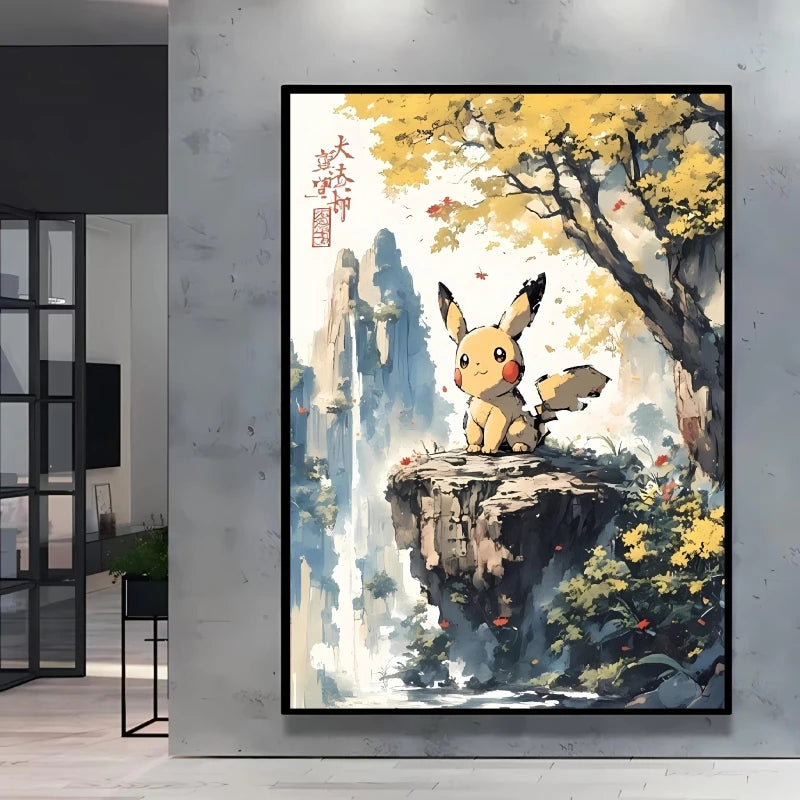 1pc Canvas Artwork Painting Classic Pokemon Poster Pikachu Home Living Room Wall Decoration Picture Children's Room Decoration
