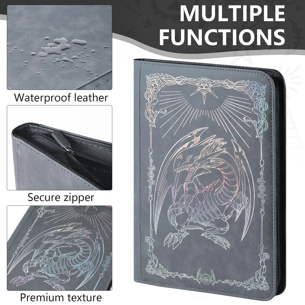 Trading card binder,Ringless Zip laser foiling Binder,540 Double Sided Pocket Collectible Trading Card Albums for yugioh,MTG,