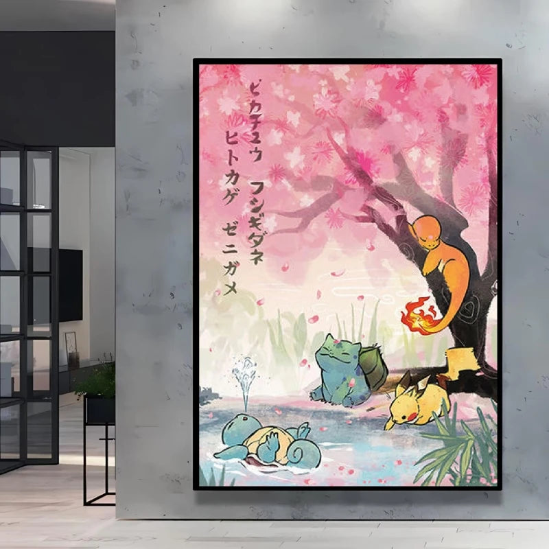 1pc Canvas Artwork Painting Classic Pokemon Poster Pikachu Home Living Room Wall Decoration Picture Children's Room Decoration