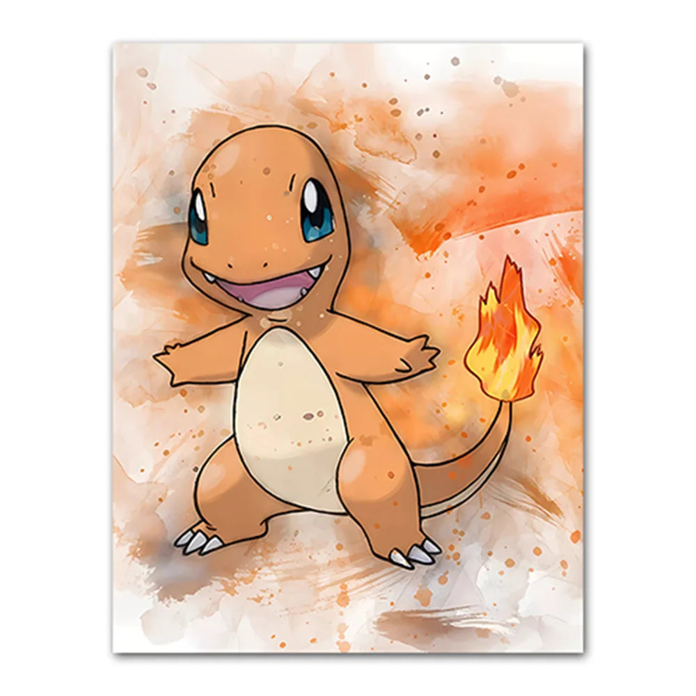 Anime Pokemon Canvas Painting Bulbasaur Charmander Squirtle Poster and Print Watercolor Wall Art Picture Home Decor Kids Gift