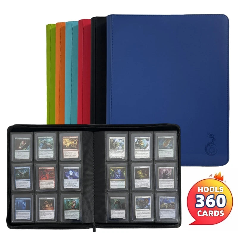 9-Pocket Toploader Binder, Top Loader Binder for Cards, Holds 360, Card Folders for Trading Cards or Sports Cards in 3 X 4''