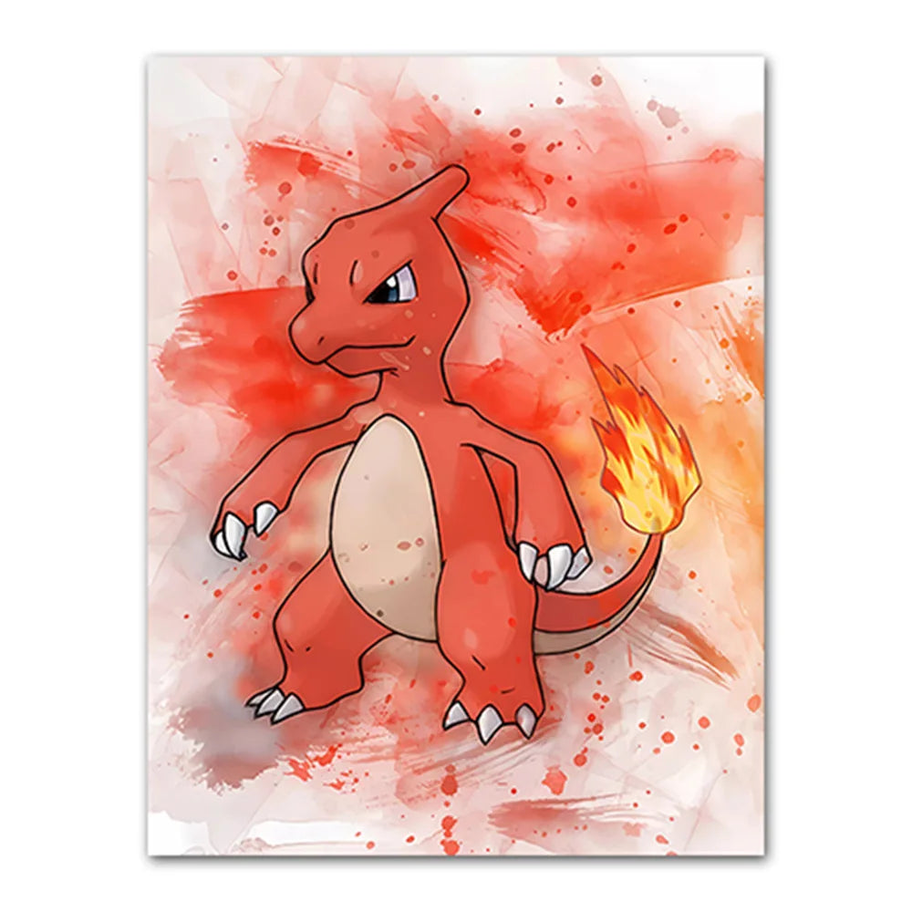 Anime Pokemon Canvas Painting Bulbasaur Charmander Squirtle Poster and Print Watercolor Wall Art Picture Home Decor Kids Gift