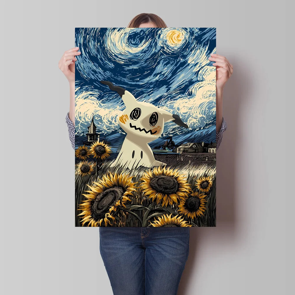 Van Gogh Style Pokemon Pikachu Wall Decoration Multiple Characters Are Available Creating A Unique Artistic Space for Your Home