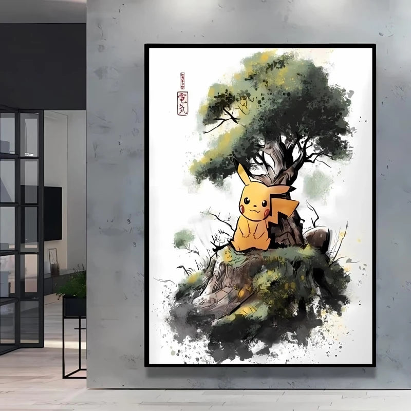 1pc Canvas Artwork Painting Classic Pokemon Poster Pikachu Home Living Room Wall Decoration Picture Children's Room Decoration