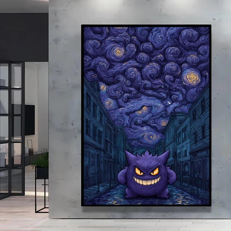 Van Gogh Style Pokemon Pikachu Wall Decoration Multiple Characters Are Available Creating A Unique Artistic Space for Your Home
