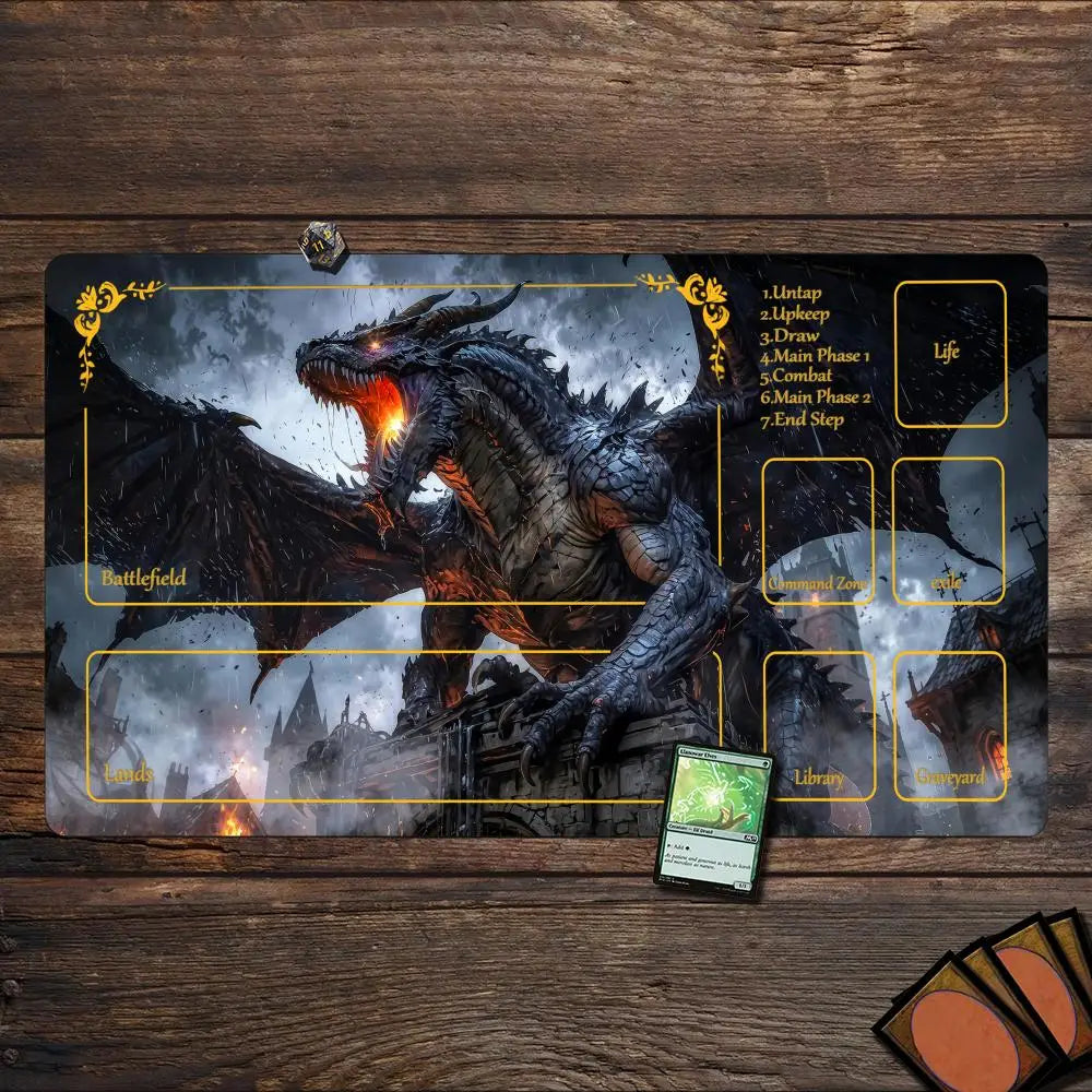 Playmat TCG Playmat Dragon Mouse Mat Anti-Slip Durable Stitched Edge 35X60CM Desk Mat Tapete Magic