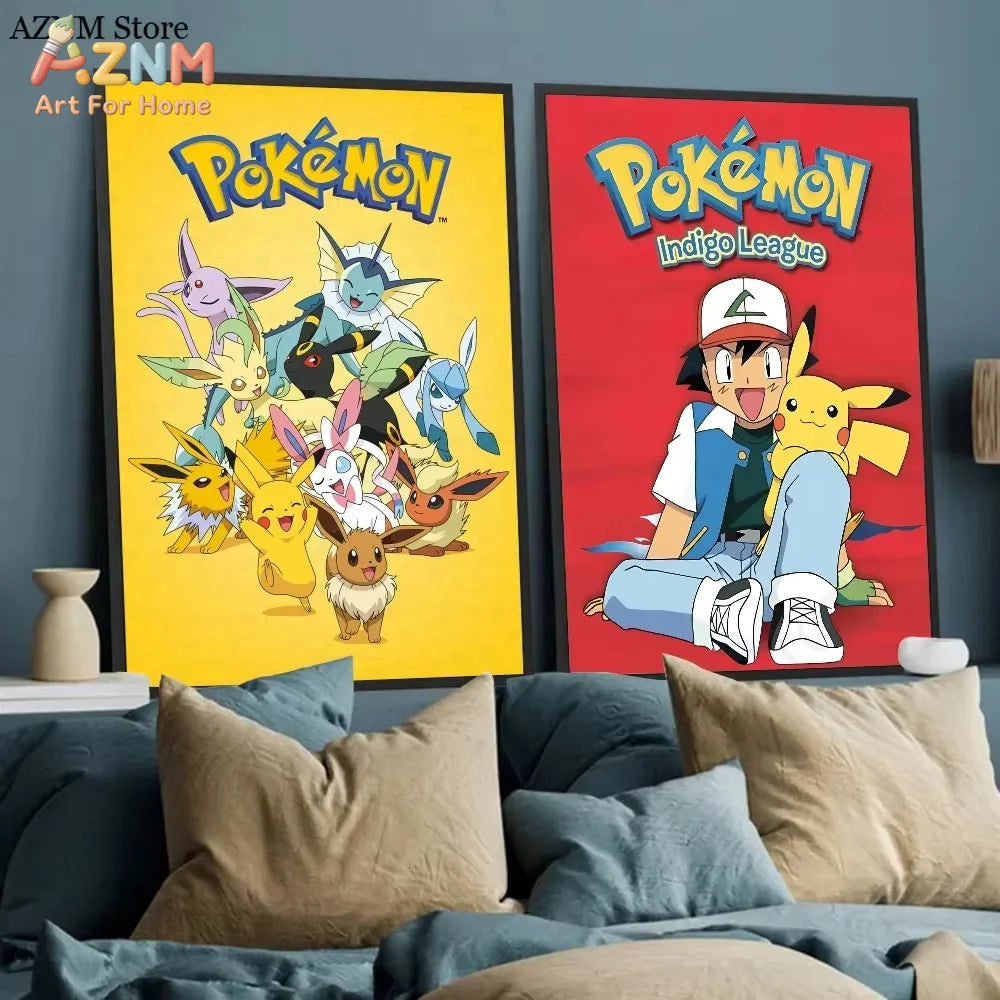 1PC ，P-Pokemon Japanese Anime Whitepaper Poster  Coffee House Bar Aesthetic Art Wall Painting
