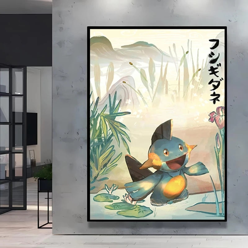 1pc Canvas Artwork Painting Classic Pokemon Poster Pikachu Home Living Room Wall Decoration Picture Children's Room Decoration